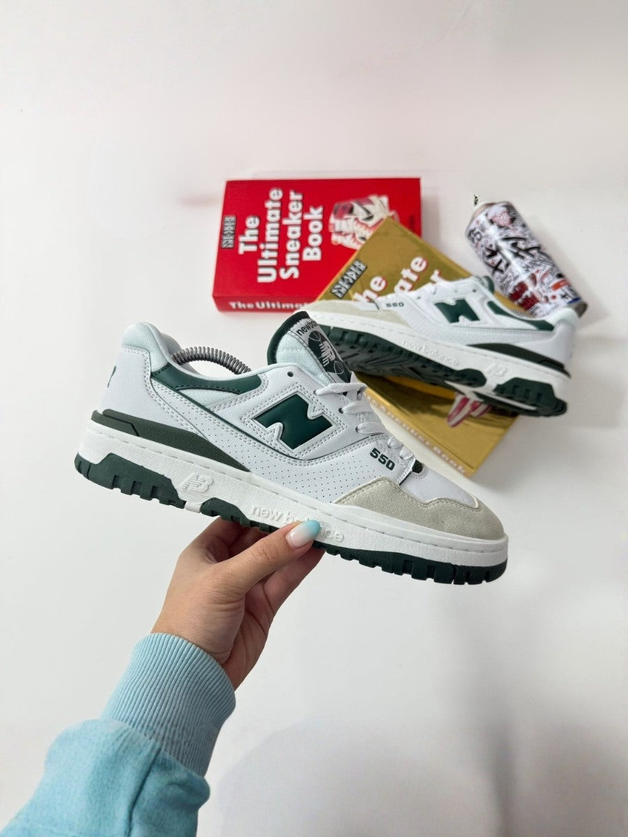 New Balance white green