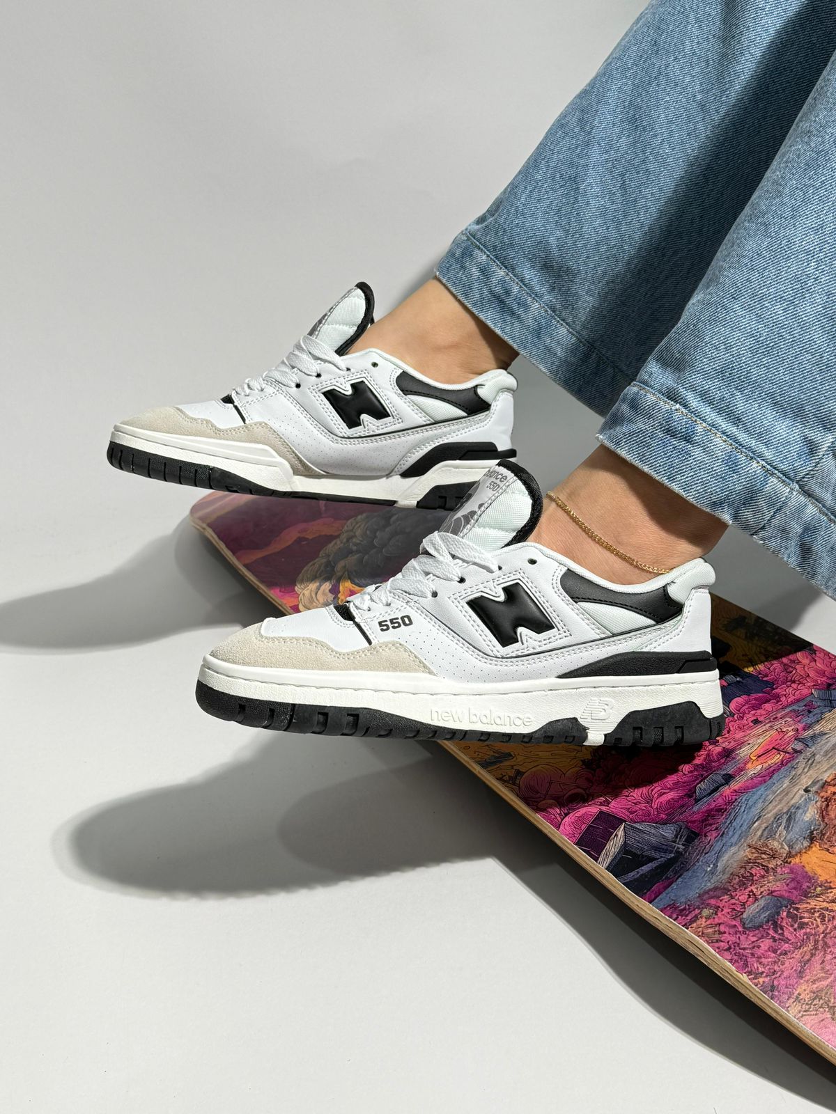 New Balance white and black